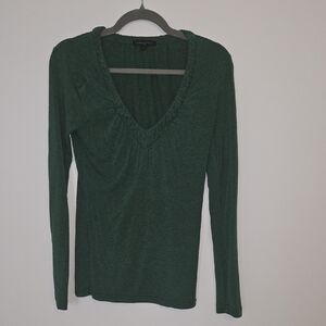 Banana Republic Deep Green V-Neck Blouse